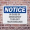 Signmission In Case Of Emergency Turn Off Main Breaker, 14 in W x Rectangle, Plastic OS-2PACK-NS-P-1014-L-13668 - alternate 6